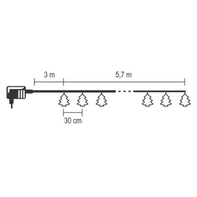 Ghirlanda cu LED-uri, brad, 20 LED, alb cald, adaptor retea pt interior - KLW 20 GP